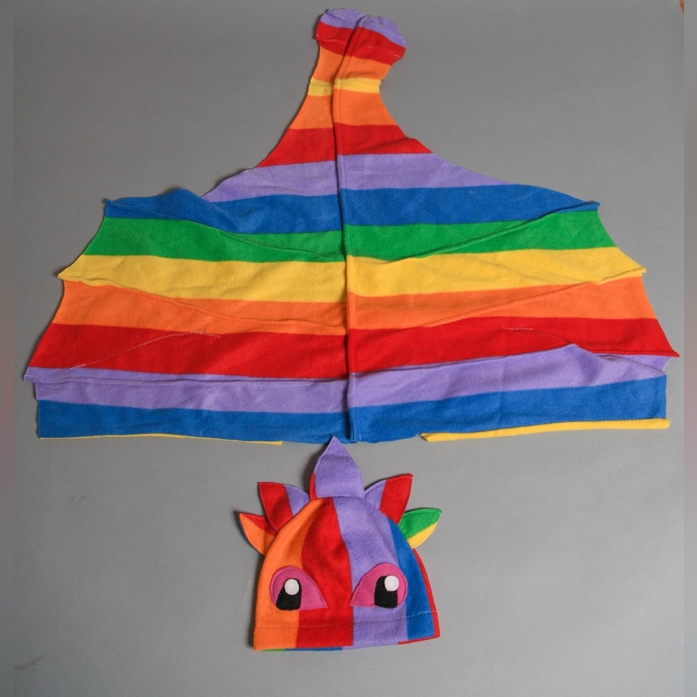 Etsy handmade costume - rainbow dragon wings and hat, Melodia the songwing